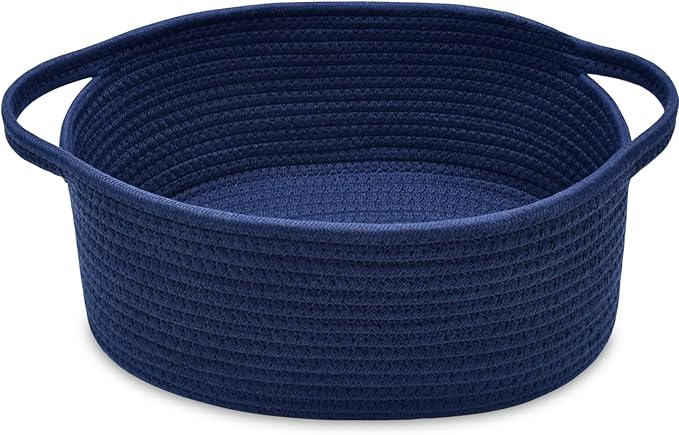 ABenkle Small Basket with Handles - Decorative Durable Rope Woven Storage Bin Shelf Storage Organizer Cube, Easter Baby Gift Basket, 12"x8"x5"