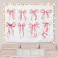 AQYIP Trendy Coquette Pink Bow Tapestry, Preppy Pink Tapestry, Girly Aesthetic Wall Blanket Decor for Girls Room Dorm Apartment Bedroom, 50x60 Inch
