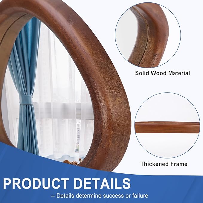 MAGFLERUM Irregular Wall Mirror, 15 * 10 inch Asymmetrical Wood Mirrors, Small Wall Mirror, Hanging Vertically and Horizontally. Mirrors for Wall Decor (Black Walnut)