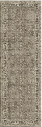 Lessymo Runner Rugs 2x6 ft, Vintage Brown Machine Washable Rug for Hallway Kitchen Bedroom, Non Slip Low Pile Soft Long Area Rug, Distressed Boho Floral Accent Carpet