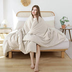 ROSGONIA California King Comforter Set Beige, 3pcs (1 Boho Cal King Comforter & 2 Pillowcases), All Season Bedding Soft Bedspread Blanket Quilt