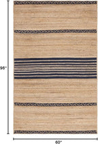 SAFAVIEH Natural Fiber Collection Area Rug - 5' x 8', Natural & Navy, Handmade Stripe Boho Farmhouse Rustic Braided Jute, Ideal for High Traffic Areas in Living Room, Bedroom (NFB262N)