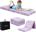 MeMoreCool Foldable Floor Mattress for Kids, Glow Butterfly Toddlers Trifold Nap Mat, Kids Folding Mattress Portable Sleeping Futon for Daycare or Floor Bed, 57x22 Inch Purple