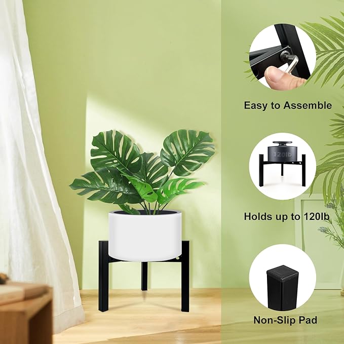 4 Pcs Mini 3Legs Adjustable Metal Plant Stand for 5"-10" Plant Pot – Indoor & Outdoor (Black, 4 Pcs)
