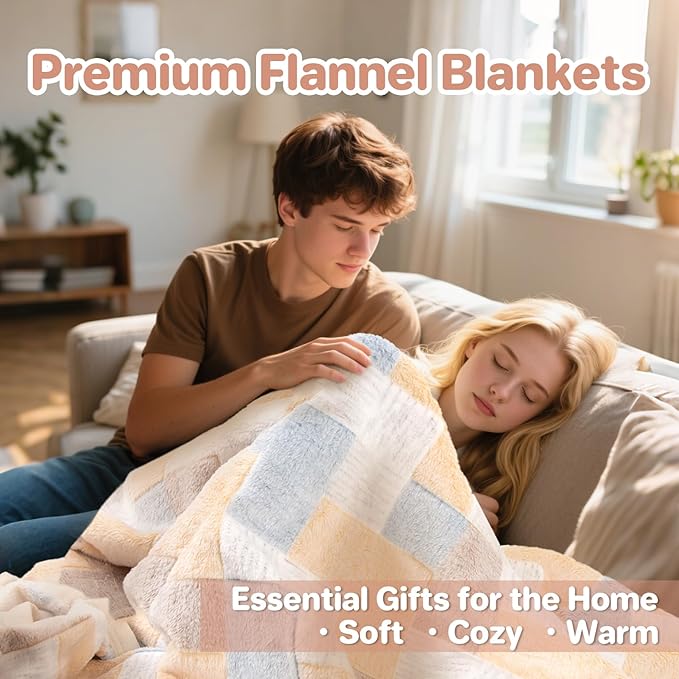 47x39 Inch Throw Blanket for Couch - Ultra-Cozy Soft Fleece Lightweight Blanket for Travel, Bedroom Camping Boho Cute Summer Design for All Seasons, as Gift, Cozy Home Decor Accessory