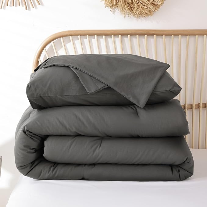 ROSGONIA California King Comforter Set Charcoal Gray,3pcs(1 Dark Grey Cal King Comforter & 2 Pillowcases) Ligfhtweight Bedding Bedspread Blanket Quilt
