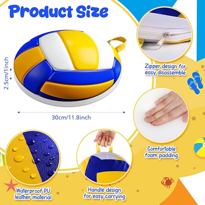 8 Pcs Sports Kids Floor Cushions for Classroom Flexible Round Seating Pillow Soft Waterproof with Handle Basketball Football Soccer Baseball Pattern for Sports Theme Birthday Party Decorations