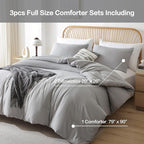 ROSGONIA Full Size Comforter Sets for Girls Boys Kids Grey, 3pcs Comforter Full Size (1 Gray Comforter & 2 Pillowcases) Lightweight Dorm Bedding Sets