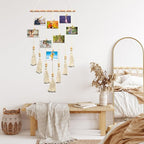 Hanging Photo Display Wall Decor Macrame Wall Hanging Boho Collage Picture Frames Decor for Dorm Bedroom Living Room Teen Girl Gifts-A