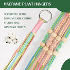 Macrame Plant Hanger, Hanging Planter Basket with Wood Beads, Decorative Boho Flower Pot Holder for Indoor and Outdoor, Rainbow, 35 Inch Set of 2 (POTS NOT Included)