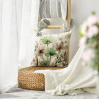 AVOIN colorlife Poppy Flowers Chinoiserie Spring Throw Pillow Cover, 18 x 18 Inch Sage Green Brown Seasonal Leaves Cushion Case Decoration for Sofa Couch Farmhouse
