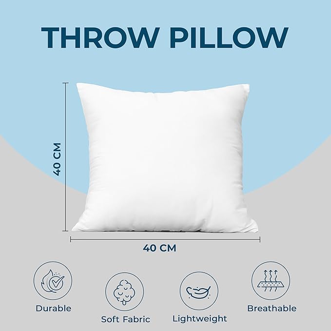 Utopia Bedding Throw Pillows (Set of 6, White) – 16 x 16 Inches Down Alternative Pillows for Bed, Sofa, and Couch - Fluffy Decorative Stuffer Pillow for Indoors & Outdoors