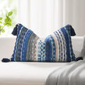 Kevin Textile Spring 12x20 Inch Lumbar Throw Pillow Cover 1 Pack Boho Decorative Soft Chenille Thread Woven Tufted Textured Rectangle Cushion Case Farmhouse Accent for Living Room Couch Sofa Bed, Blue
