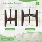 LUE BONA 2 Pack HDPS Plant Stand, Adjustable Plant Stand Indoor for 8-12 Inches Pots, Mid Century Modern Plant Holder for Indoor, Outdoor, Coffee Brown
