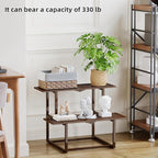 Plant Stand Indoor Outdoor, Foldable Metal Plant Shelf for Multiple Pots, Mid Century Slatted Bench for Patio Garden, Heavy Duty Capacity 330 lbs 2 Tier Coffee