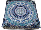 ICC Large Square Floor Pillow Cover Hippie Ottoman Pouf Cover Daybed Cotton Mandala Cushion Cover with Heavy Duty Zipper Seating Ottoman Poufs Dog-Pets Bed (Green Deer, 35" Square)