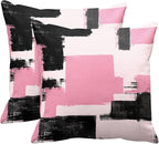 Britimes Throw Pillow Covers Modern Home Art Decor, 18 x 18 Inches Set of 2 Abstract Oil Painting Pillowcases for Bedroom, Living Room, Cushion Couch Sofa, Abstract Pink White