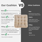 Meditation Floor Pillow Set of 2, Large Velvet Floor Pillows for Sitting, Tufted Floor Seating Cushions for Adults, Big Pillows for Yoga & Living Room, 22x22 Inch, Beige