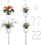 Macrame Plant Hanger, 2 Pack 50 Inch Hanging Plant Holder Indoor Outdoor Hanging Planter Basket with Hooks for Living Rooms, Balcony, Hallway, Kitchen, or Office