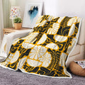 Boho Abstract Colorful Floral Throw Blanket, Vintage Retro Patchwork White Black Orange Flower Botanical Geometric Aesthetic Groovy Flannel Throw Blanket for Chair Bed Sofa Couch, 50X60IN
