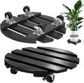 2 Pack Plant Caddy with Wheels 13'' Rolling Plant Stand Indoor Outdoor, Heavy Duty Wooden Plant Stand with Wheels 300Lbs Capacity with 360°Lockable Rolling Base for Pot, Planter, Tray, Patio