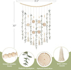 Dahey Hanging Artificial Plant Eucalyptus Wall Decor 31'' Wooden Bead Garland with Fake Greenery Leaves Boho Rustic Farmhouse Wall Art for Living Dining Room Bathroom Bedroom Kitchen Decoration