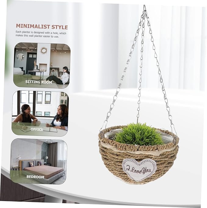 1pc Semicircle Woven Flowerpot Pendant for Decor Creative Hanging Basket for Plants Boho-Style Home Accent for Living Room Balcony and Courtyard