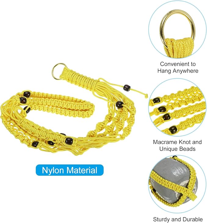 PATIKIL Macrame Hanging Planter, 35 Inch Handmade Hanging Plant Holders Flower Pot Hanger Flower Pot Hanger for Indoor Outdoor Decor, Yellow