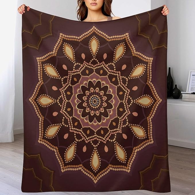 Mandala Throw Blanket Indian Hippie Bohemian Art Floral Texture Ornamental Pattern Blanket for Sofa Bed Couch Chair Or Dorm 30"x40"