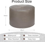 Unstuffed Ottoman Pouf Cover 20 X 15 Inch, Round Pu Leather Foot Stool, Floor Bean Bag(No Filler), Foot Rest with Storage for Living Room/Bedroom/Office, Gray