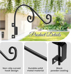 Swivel Plant Hangers Outdoor: 16 Inch Bird Feeder Plant Hanger Metal Wall Mount Hanging Plant Brackets Indoor Wall Hooks Outdoor for Hanging Baskets, Wind Chimes, Lanterns, Flower Pots, Black
