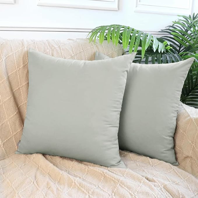 4-Pack 100% Cotton Comfortable Solid Decorative Throw Pillow Case,Thmyo Square Cushion Cover Pillowcase Sublimation Blank Pillow Covers DIY Throw Pillowcase for Sofa Bedroom(16x16 inch/ 40x40cm,Grey)