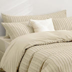 JELLYMONI Pillowcases Body Size Light Sand 1 Pack Boho Striped Bed Pillow Covers 20x54in Polyester Envelope Pillow Shams Tufted Bohemian Textured (Pillows are not Included)