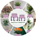 Planter with Stand Set of 2, Modern Plant Pots with Metal Legs Indoor,Flower Pots with Drainage Holes Matching Decorative Garden Pot for Living Room, Office, Garden, or Balcony 10 & 12 Inches
