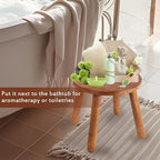 Round Solid Wooden Step Stool， Garden Stool，9.3''H,Plant Stool ，Wood Legs Detachable for Plant Stand, Kitchen, Bathroom，Bedroom，Livingroom (Walnut, 9.3inch)