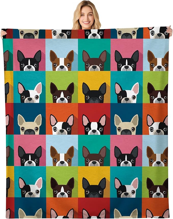 Throw Blanket for Couch, 300GSM Warm Soft Cozy Flannel Blanket, Cute Blanket for All Seasons Bedroom Home Decor Gifts, Colorful Funny Dogs 50x60 Inches