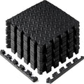Yes4All EVA Interlocking Mats, Puzzle Floor Tiles, Foam Floor Padding with Border for Furniture, Home Space, Living Room, Garage 11 SQFT