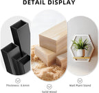 Modern White Hexagon Wall Planters with Solid Wood Shelves Set of 3 Geometric Floating Wall Decor for Indoor Plants, Stylish Wall Mounted Display for Succulents & Small Plants