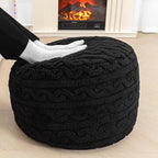 Asuprui Round Pouf Ottoman Stuffed Pouf Foot Stool Floor Chair for Living Room Bedroom Filled Boho Foam Ottoman Foot Rest for Couch 20 Diameter x 12 Height Black Pouf with Filler