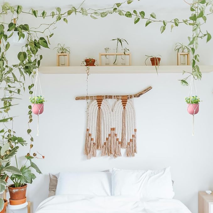 Macrame Plant Hangers, 3 Sizes 24"/32"/39" Indoor Hanging Plant Holder, Ceiling Crochet Handmade Home Decor Set for Hanging Plants Basket Pot, Home Farmhouse Decor