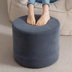 LITA Round Stuffed Pouf Ottoman, Velvet Poufs with High-Density Foam Filling and Washable Cover, Furry and Fluffy Bean Bag Foot Stools Ottoman for Living Room, Bedroom, Office, Grey