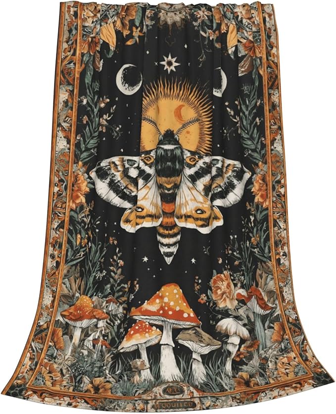 Moth Throw Blanket Soft Flannel Blanket 60"x50" in Bed Blanket Home Decor for Room Sofa Couch All Season