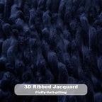 NEWCOSPLAY Super Soft King Blanket Dark Navy Premium Silky Flannel Fleece 3D Ribbed Jacquard Lightweight Bed Blanket All Season Use (Dark Navy Ribbed, King(90"x110"))