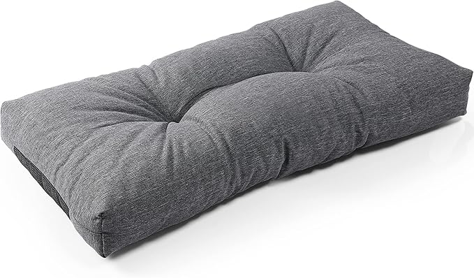 SUNROX LokGrip Non Slip Tufted Memory Foam Bench Cushion, FadeShield Water Resistant Durable Thicken Outdoor/Indoor Bench Seat Pads 30x14x4 inch, Heather Black