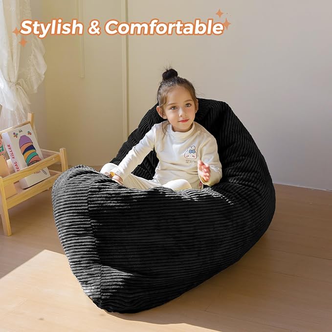 MAXYOYO 3 in 1 Kids Bean Bag Chair Bed, Convertible Chair Folds from Bean Bag to Lounger, Child Floor Sofa for Gaming, Reading, Floor Mattress with High-Density Foam Filling