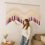 Tiamon Boho Wall Decor - 59'' W x 42'' L Macrame Wall Hanging Large Tapestry Art for Bathroom Farmhouse Bedroom Living Room Nursery Classroom Bohemian Natural Modern Rustic Style Decoration