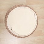 Round Ottoman Stuffed 20x12 Inches Floor Pouf Chair for Living Room Bedroom Modern Foam Pouf Ottoman Foot Rest for Couch Home Décor Pouffe (Light Coffee Pouf with Filler)