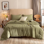 ROSGONIA Comforter Full Size for Girls Boys Teens Olive Green, 3pcs (1 Olive Comforter & 2 Pillowcases), Lightweight Dorm Bedding Blanket Quilts