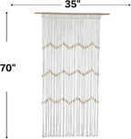 IOWER Macrame Curtain Beaded Doorway Panel White Boho Curtain for Bedroom Wedding Backdrop Room Divider Closet Apartment Living Room Kitchen Doors Home Decor 35''W x 70''L