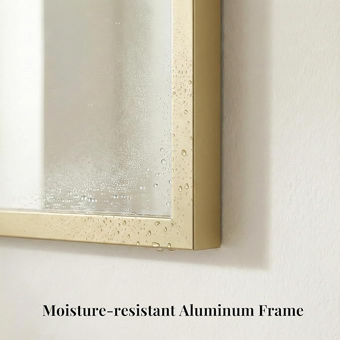 30"x48" Gold Bathroom Mirror, Metal Framed Vanity Mirror for Wall, Large 48"x30" Horizontal Mirror Over Sink, Modern Luxe Decor, Flush Mount